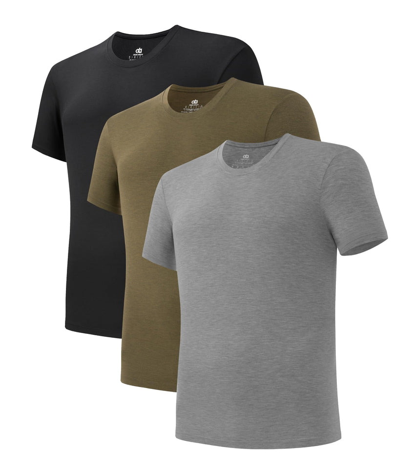 DAVID ARCHY Men's Undershirt Bamboo Rayon Moisture-Wicking Crewneck T-Shirts Stretch Tees for Men, 3 or 5 Pack