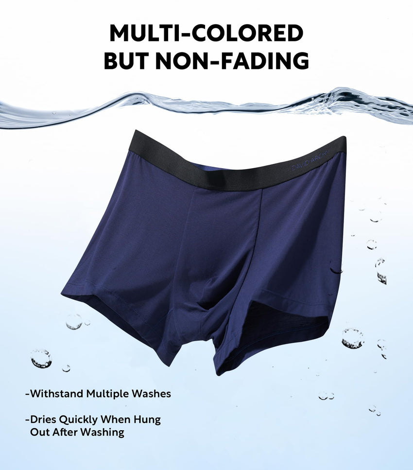 DAVID ARCHY Mens Underwear Rayon Made from Bamboo 7-Pack, Wicking-Moisture & Cool Boxer Briefs with Support Pouch