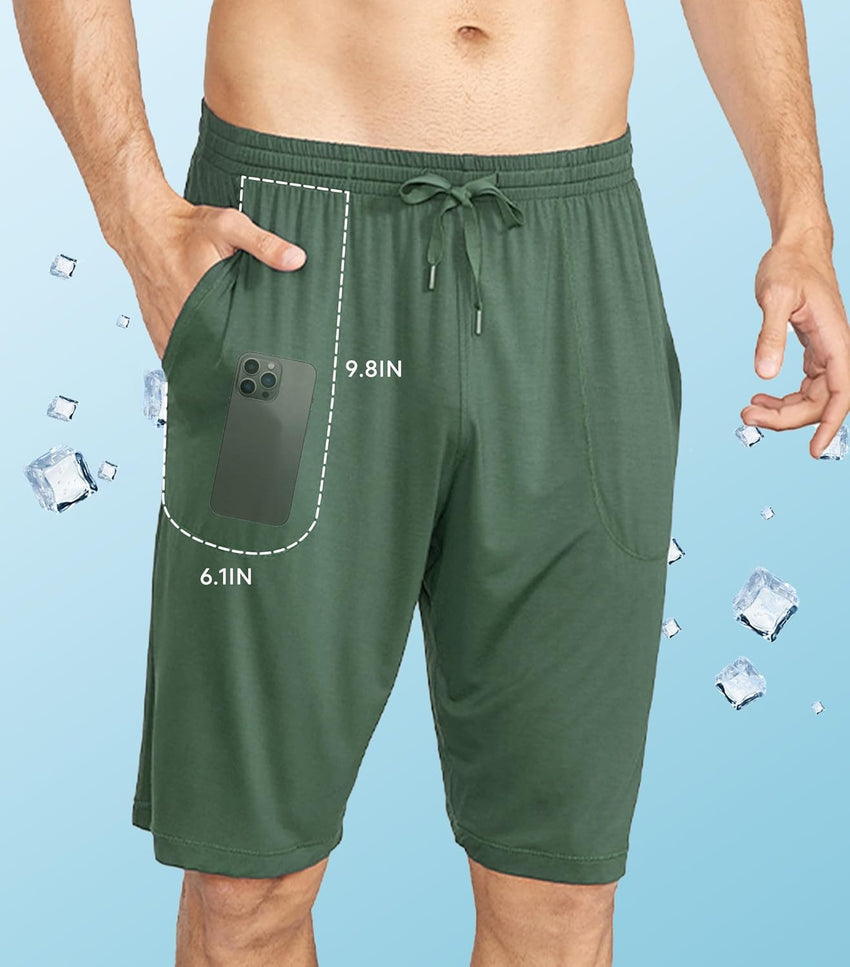 DAVID ARCHY Mens Pajama Shorts Bamboo Rayon Sleep Shorts Soft Comfy Breathable Lounge Pants with Pockets 2 Pack