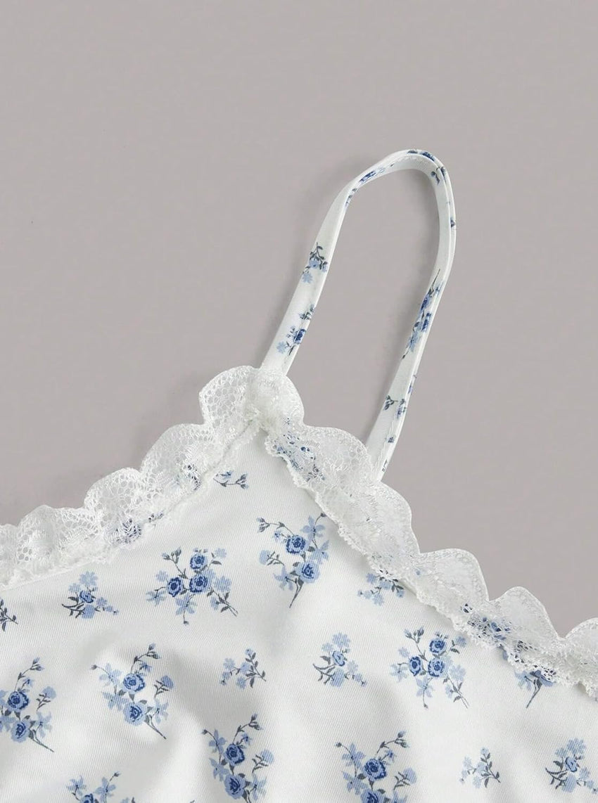 Hilinker Womens Sexy Pajama Set Ruched Lace Trim Cami and Shorts Summer Cute Pjs 2 Piece