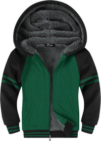 SWISSWELL Hooded Jacket for Boys Full Zip Ultra Soft Sherpa Fleece Hoodie Sweatshirt for Kids School Hooded Outerwear