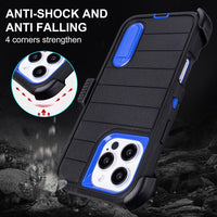 for Phone Case iPhone 16 Pro Case Black with Belt Clip Heavy Duty Holster for Shockproof Cases,3 Layers of Sturdy,Military Grade Defender Cover for iPhone 16 Pro Cases Black 6.3 Inch
