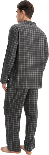 DAVID ARCHY Men's Pajamas Set Flannel Pjs Sets Ultra-Soft Cotton Pajamas for Men Classic Plaid Lounge Set with Roomy Pockets