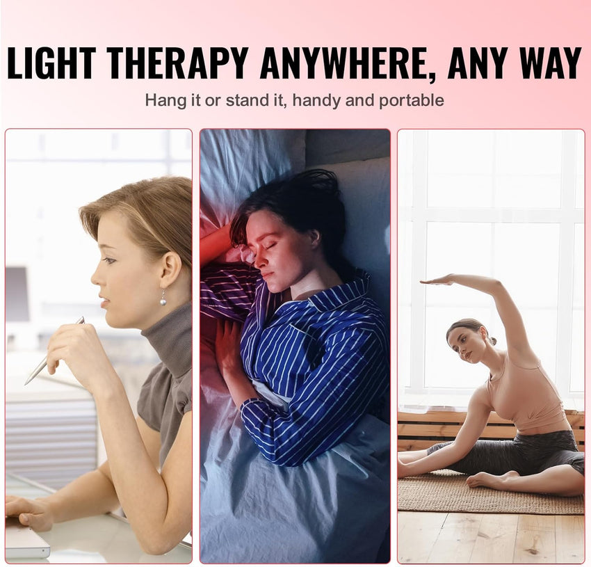 VEVOR Red Light Therapy for Body Face, 60 Dual-Chip LEDs, Red 660nm & Near Infrared 850nm Combo, High Power Red Light Therapy Panel for Recovery, Pain Relief, Wound Healing, Skin Health, 80W