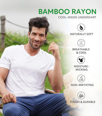 DAVID ARCHY Men's Undershirt Bamboo Rayon Moisture-Wicking V-Neck T-Shirts Stretch Tees for Men, 3 or 5 Pack