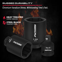 29-Piece 1/2" Drive Impact Socket Set, SAE (3/8 to 1 inch) and Metric (10-24mm) Sizes with Extension Bars Standard Deep Socket Set CR-V Material High Durability Impact Wrench