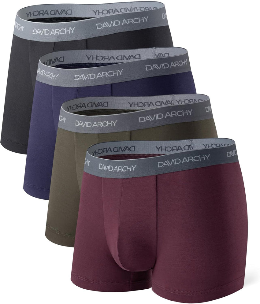 DAVID ARCHY Mens Trunks Underwear Soft Breathable Rayon Made from Bamboo Trunk No Fly Pouch
