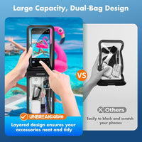 UNBREAKcable IPX8 Waterproof Phone Pouch 2-Pack, Double Space Waterproof Phone Case for iPhone 15 16 Pro Max up to 7", Cellphone Dry Bag with Lanyard for Vacation Beach Kayak Cruise Travel Essentials
