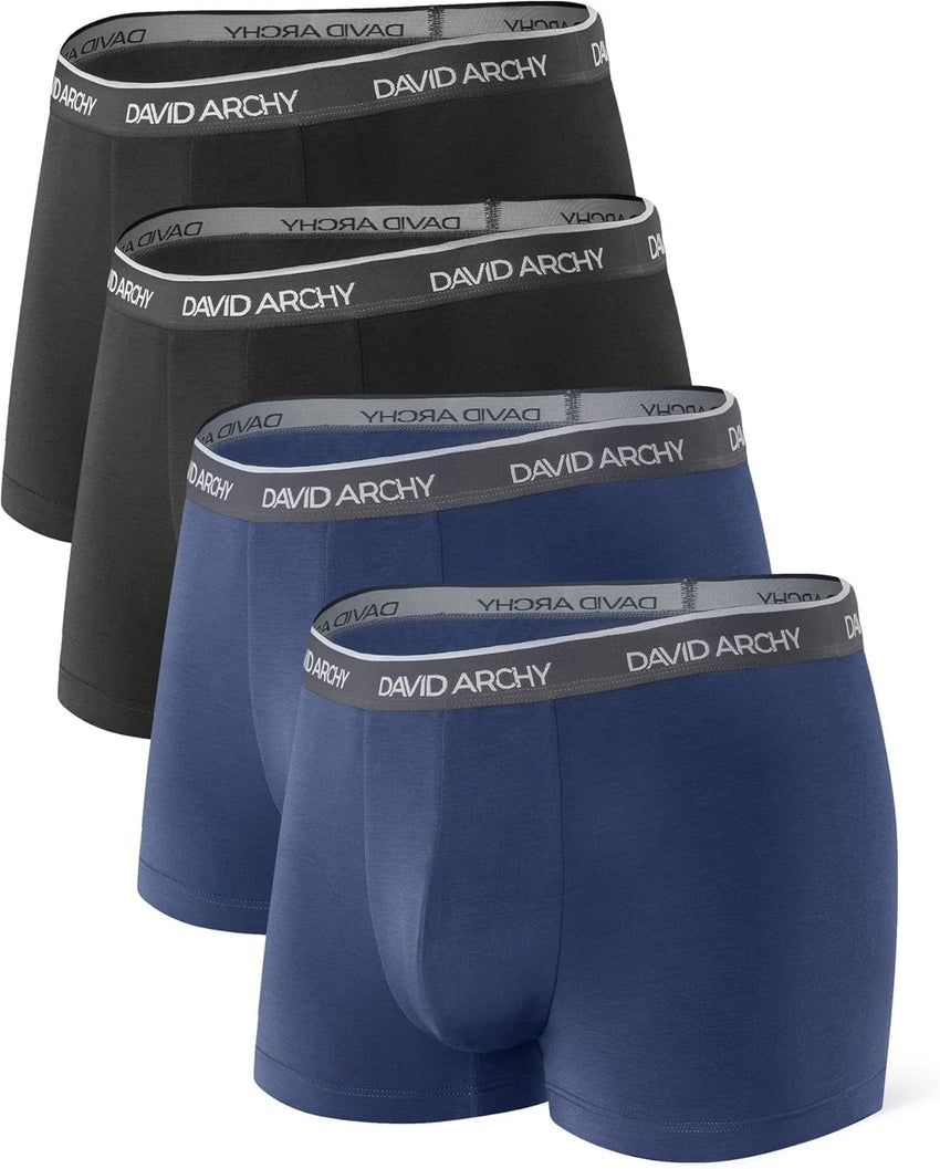 DAVID ARCHY Mens Trunks Underwear Soft Breathable Rayon Made from Bamboo Trunk No Fly Pouch