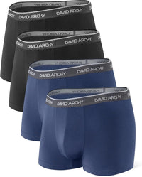 DAVID ARCHY Mens Trunks Underwear Soft Breathable Rayon Made from Bamboo Trunk No Fly Pouch