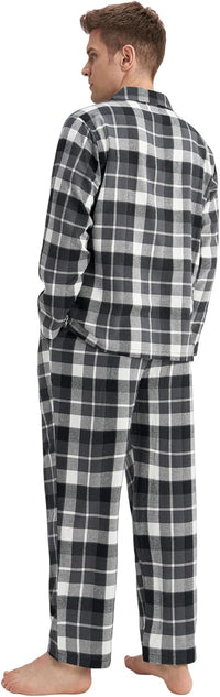 DAVID ARCHY Men's Pajamas Set Flannel Pjs Sets Ultra-Soft Cotton Pajamas for Men Classic Plaid Lounge Set with Roomy Pockets
