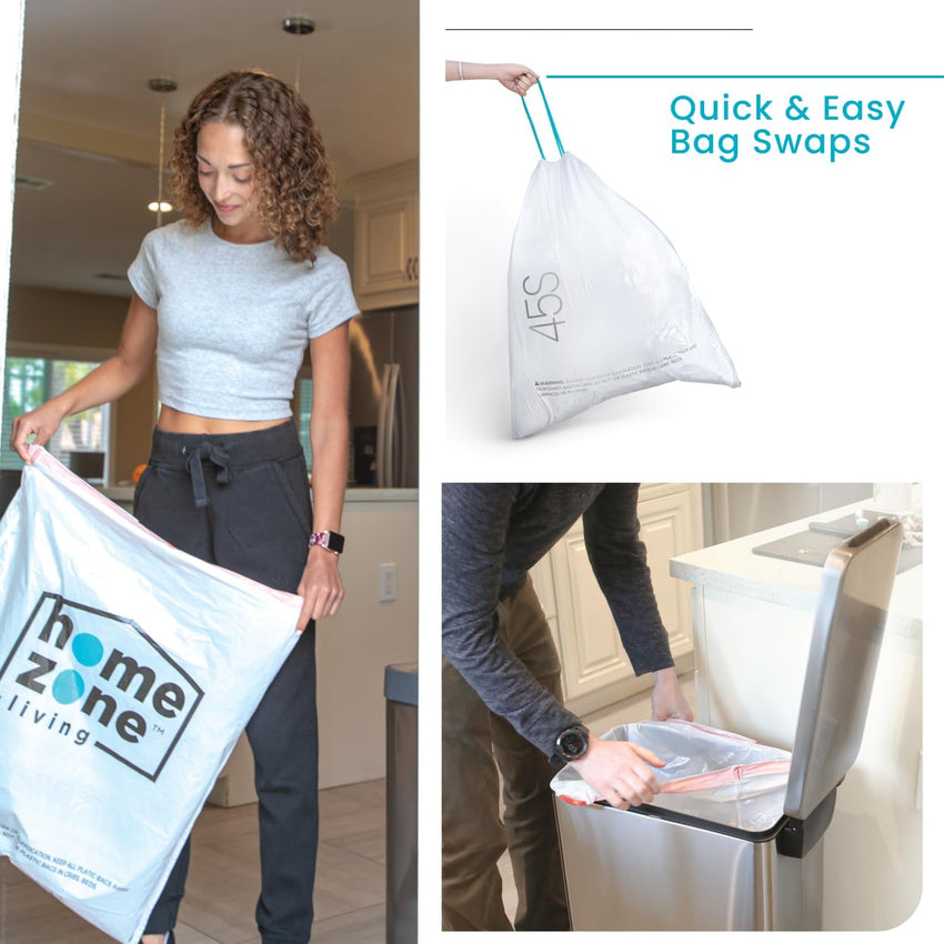 Home Zone Living 12 Gallon Slim Kitchen Trash Can with Soft Close Lid, Step Pedal, Bag Tuck Band, and Removable Liner, Stainless Steel, Midnight Blue, 45 Liters