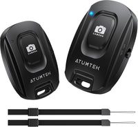 ATUMTEK Camera Remote Shutter for iPhone and Android Smartphones (2 Pack), Wireless Phone Remote Control Selfie Button for Photos and Videos (Bluetooth 5.2), Wrist Strap Included, Black Stylish