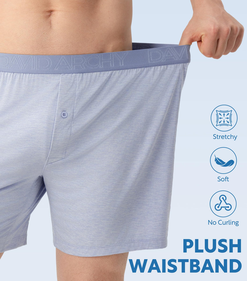 DAVID ARCHY Mens Boxers Soft Rayon Made from Bamboo Boxers for Men Pack Loose Underwear Cooling Mens Boxer Shorts