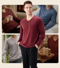 DAVID ARCHY Men's Pajamas Set Soft Cotton Long Sleeve Sleepwear Comfy Loungewear Pjs with Pockets