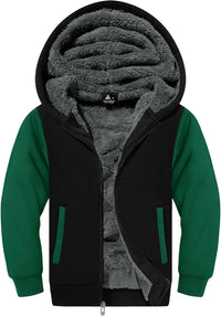 SWISSWELL Hooded Jacket for Boys Full Zip Ultra Soft Sherpa Fleece Hoodie Sweatshirt for Kids School Hooded Outerwear