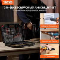 VEVOR Drill Bit Set, 246 Pieces Drill and Driver Bit Set, Screwdriver Bit Set Suitable for Wood Metal Cement Drilling and Screw Driving, Drill Bit Sets Combo Kit Assorted in Organized Carrying Case