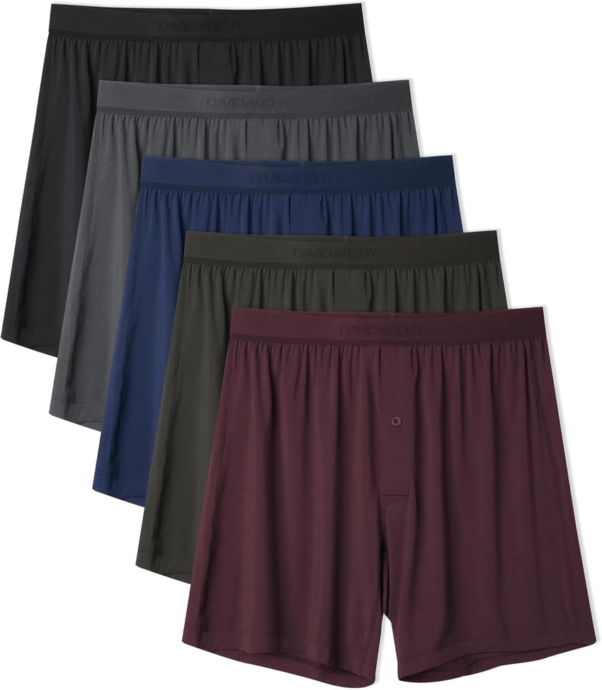 DAVID ARCHY Ultra Soft Modal Underwear Mens Boxer Shorts Loose Breathable Boxers for Men Pack