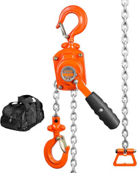 VEVOR Manual Lever Chain Hoist, 1-1/2 Ton 3300 lbs Capacity 10 FT Come Along, G80 Galvanized Carbon Steel with Weston Double-Pawl Brake,Auto Chain Leading & 360° Rotation Hook, for Garage Factory Dock