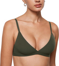 INLYRIC Women's Inbarely Triangle Bralette Plunge Unlined Seamless Bra No Underwire Sexy Comfortable Everyday