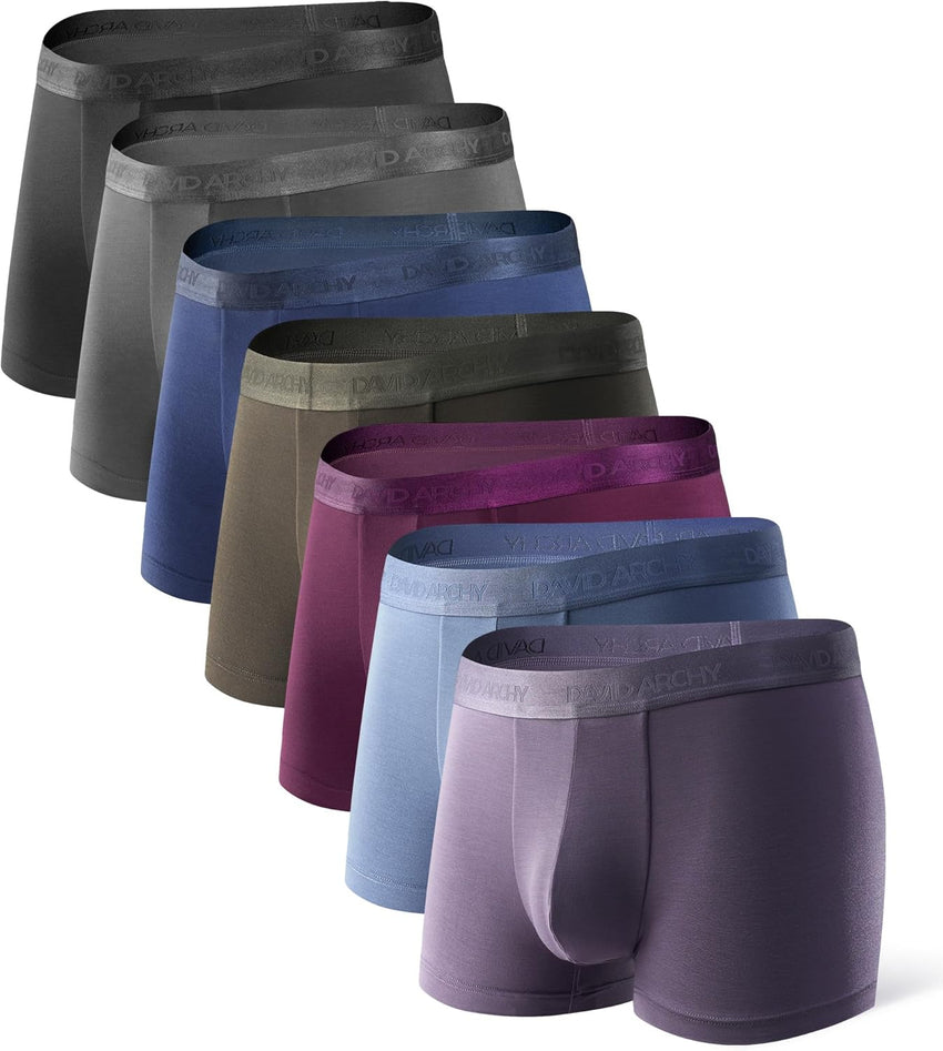 DAVID ARCHY Men's Underwear Ultra Soft Modal Support Pouch Trunks Moisture Wicking Boxer Briefs for Men Multipack