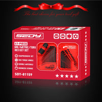 SEDY 32-Piece Hex Key Wrench Set, Metric and SAE Allen Wrenches (0.028-3/8 inch, 0.7-10 mm) L Shape Allen Keys, Chrome Vanadium Steelwith 2x Extension Handle