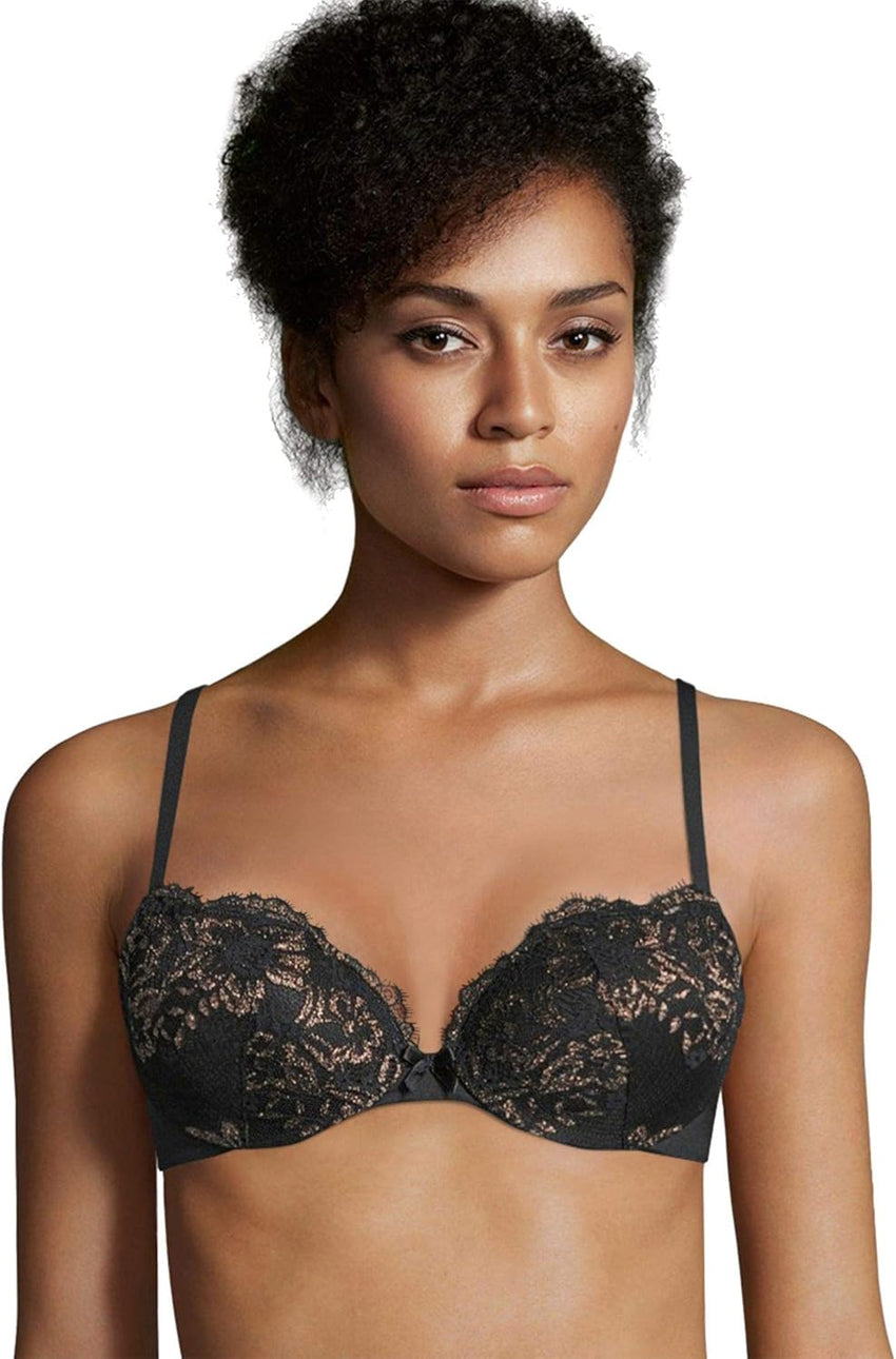 Maidenform Underwire Demi Bra, Best Push-Up Bra with Wonderbra Technology, Smoothing Lace-Trim Bra with Push-Up Cups