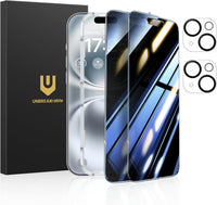 UNBREAKcable Privacy Screen Protector for iPhone 16 Pro Max (6.9-Inch), 2-Pack + 2 Lens Protectors|25° Anti-Spy|9H Hardness|Anti-Fingerprint|HD Clarity Tempered Glass