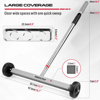 Magnet Sweeper Magnetic Nail Roller: 17-Inch Heavy Duty Magnet Nail Pickup Rolling Tool with Telescoping Adjustable Handle 8.8-Pound Capacity Ideal for Workshop Garage Yard Construction Cleanup