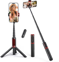 ATUMTEK Selfie Stick Tripod, 3-in-1 Extendable Aluminum Phone Tripod with Detachable Bluetooth Remote, Compatible with iPhone 17/16/15/14/13/12/11/11 Pro/XS Max/XR and Samsung Smartphones, Black