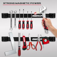 48" Heavy Duty Garage Wall Organizer, Wall Mount Tool Storage Rack with Adjustable Hooks, Garden Tool Organizer Hold Up to 300lbs, Easy Installation (3 Panels, 8 Hooks, 3 Straps)