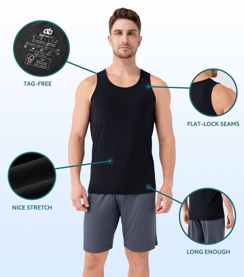 DAVID ARCHY Men's Tank Top Undershirt Micro Modal Undershirts Moisture-Wicking Tank A-Shirt for Men, 3-Pack
