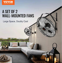 VEVOR Wall Mount Fan, 2 PCS 18 inch Waterproof, 3-speed High Velocity Max. 4000 CFM Industrial Wall Fan for Indoor, Commercial, Residential, Warehouse, Greenhouse, Workshop, Basement, Garage,Black