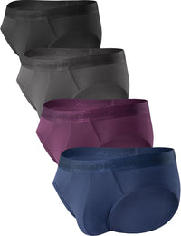 DAVID ARCHY Men's Briefs Modal No Fly Underwear Support Pouch Soft Comfort Briefs for Men 4 Pack