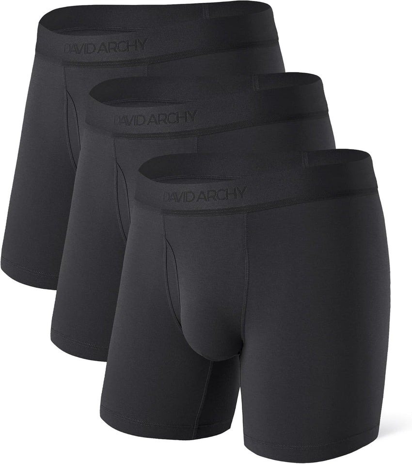 DAVID ARCHY Men's Underwear Ultra Soft Modal Support Pouch Trunks Moisture Wicking Boxer Briefs for Men Multipack