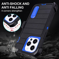 Phone Cases for iPhone 12 Pro Max Case Black with Belt Clip,3 Layers of Sturdy,Military Grade Shockproof ProMax Holster Protective Cases for Heavy Duty iPhone 12 Pro Max Phone Case Black Blue