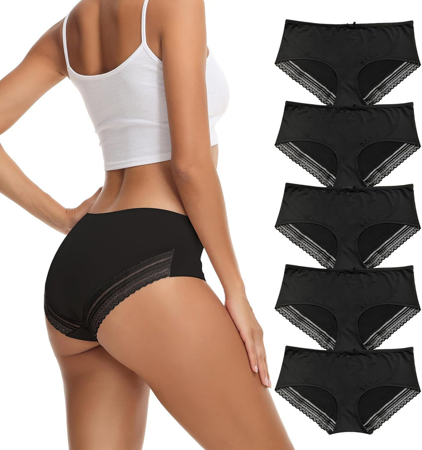 ADOVAKKER Women's Underwear Low Rise Lady Micro Smooth Breathable Briefs Hipster Panties Multipack Printing J-S1