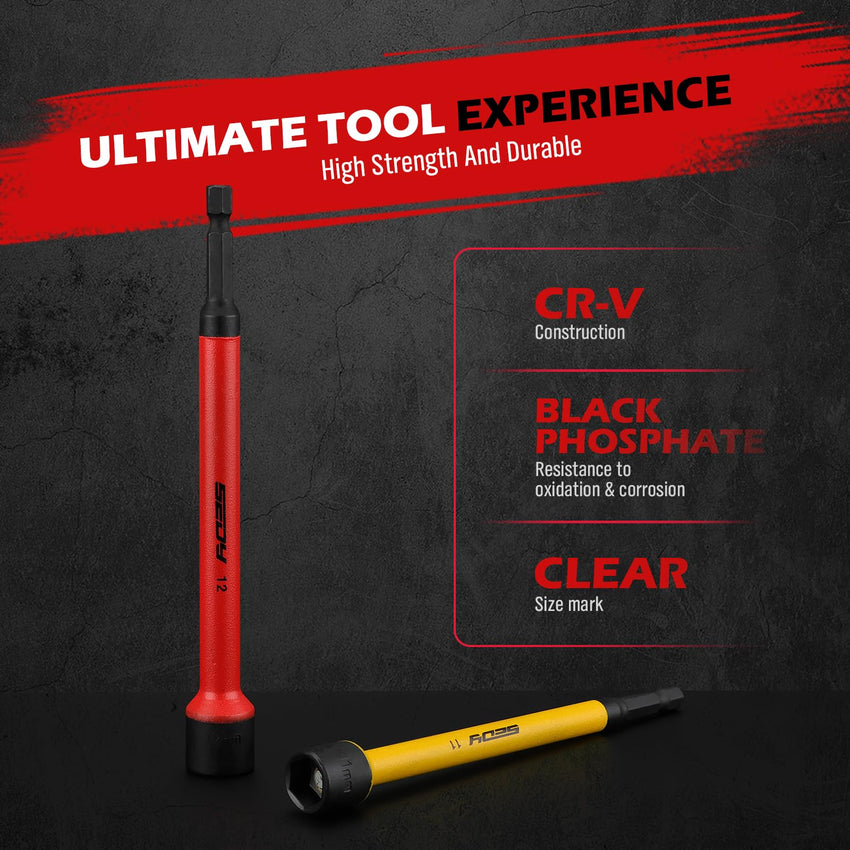 12-Piece Magnetic Nut Driver Set - Premium Impact Power Hex Nut Driver Drill Bit Master Kit, SAE & Metric, 1/4-Inch Quick-Change