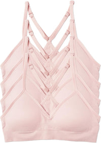 Kalon Women’s 4 Pack Racerback Sports Bralette Seamless Wireless Comfort Bra