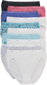 Hanes womens High-cut Panties Pack, High-waisted Briefs, Moisture-wicking Cotton Underwear, 10-pack (Colors May Vary)