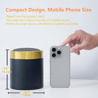 Mini Trash Can with Lid, Metal Small Tiny Mini Trash Bin Can, Mini Countertop Trash Cans for Desk Car Office Kitchen, Swing Top Trash Bin 1.5 L/0.40 Gal (White)