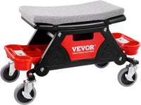 VEVOR Mechanic Stool 300 LBS Capacity Garage Stool Gift for Men, Heavy Duty Rolling Mechanics Seat, with Three Slide Out Tool Trays and Drawer, Tools for Automotive Auto Repair