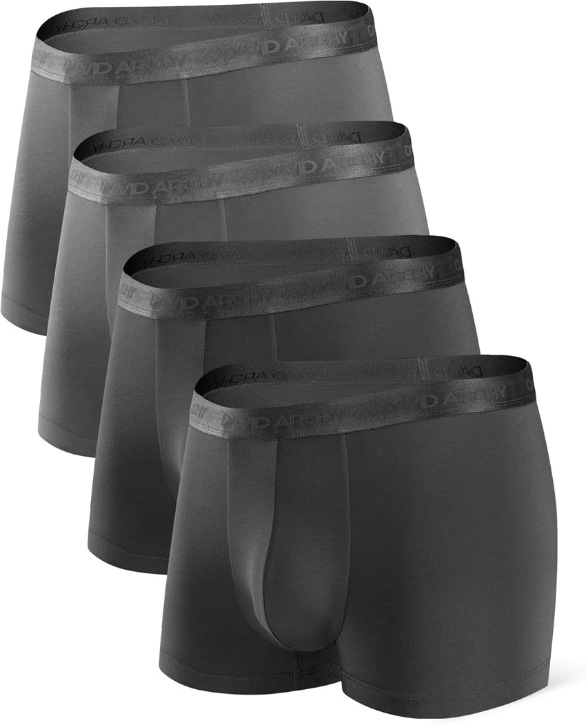 DAVID ARCHY Men's Underwear Ultra Soft Modal Support Pouch Trunks Moisture Wicking Boxer Briefs for Men Multipack