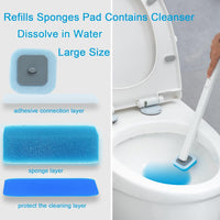 Disposable Toilet Bowl Brush and Holder with 18 pcs Refills Sponges Pad Replacement Cleaner Brush Heads Standing Toilet Brush Storage Caddy for Bathroom Deep Cleaning