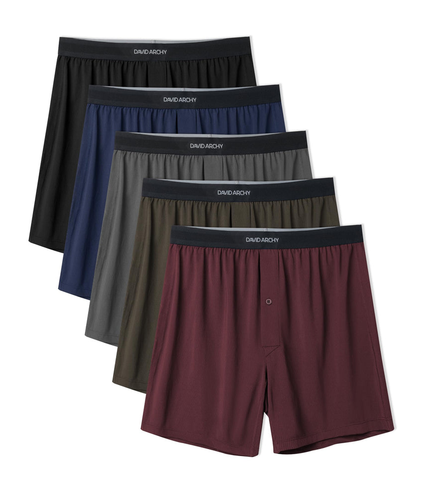 DAVID ARCHY Mens Boxer Shorts Underwear Quick Dry Breathable Mens Boxers Moisture Wicking Boxers for Men 3 or 5 Pack