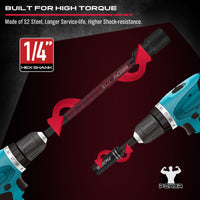 12-Piece Magnetic Nut Driver Set - Premium Impact Power Hex Nut Driver Drill Bit Master Kit, SAE & Metric, 1/4-Inch Quick-Change