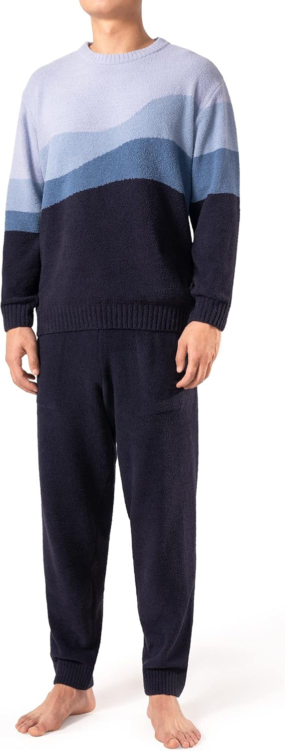 DAVID ARCHY Mens Pajamas Set Ultra-Soft Fleece Pajamas Warm Sleepwear Long Sleeve Lounge Set with Pockets