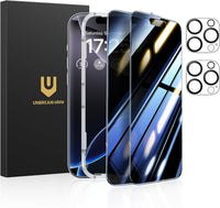 UNBREAKcable Privacy Screen Protector for iPhone 16 Pro Max (6.9-Inch), 2-Pack + 2 Lens Protectors|25° Anti-Spy|9H Hardness|Anti-Fingerprint|HD Clarity Tempered Glass