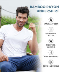 DAVID ARCHY Men's Undershirt Bamboo Rayon Moisture-Wicking V-Neck T-Shirts Stretch Tees for Men, 3 or 5 Pack