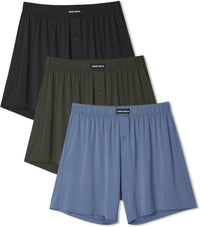 DAVID ARCHY Mens Boxer Shorts Breathable Soft Rayon Made from Bamboo Boxers for Men Loose Fit Mens Underwear 3 or 5 Pack